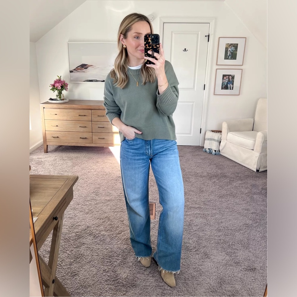 Quince Olive Green Crewneck Sweater